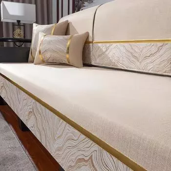 New Chinese Style Sofa Cushion High-Grade Light Luxury Cloth Liner All-Season Universal Seat Cushion Cover Cloth Non-Slip Wooden Sofa Cushion Cushion 90*70cm