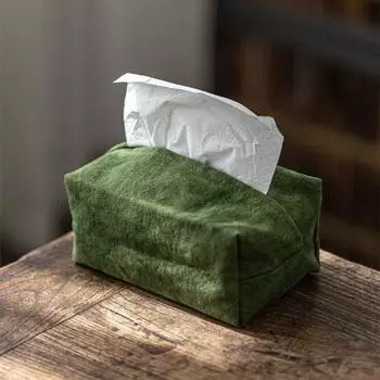 New Chinese Tie-Dyed Canvas Tea Mat Waterproof Gasket Dry Pour Mat Cotton Linen Fabric Teacup Mat Table Runner Tea Utensils Tea Table Mat Green tissue box about 17*10*7cm]