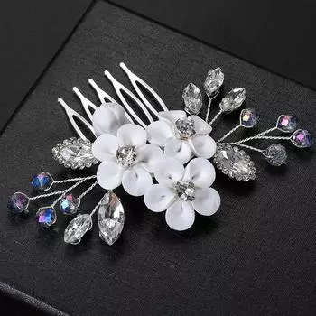 New Chinese Xiuhe Antique Bridal Disc Hair Headgear Soft Pottery Flower Hair Comb Insert Comb New Handmade Wedding Hair Accessories серебряный