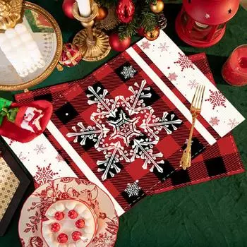 New Christmas Digital Printed Placemat Holiday Party Dining Table Heat Insulated Anti-fouling Table Mat L