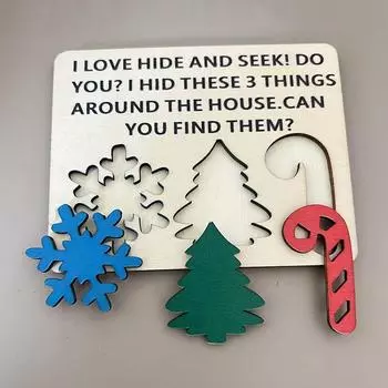 New Christmas Hide And Seek Set Family Friendly Game Enchanted Hide&Seek Game Gift Desktop Decoration Wooden Crafts A4