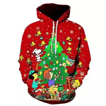 New Christmas Men s Sweatshirt 3D Printed Printed Men s Hooded Sweatshirt S