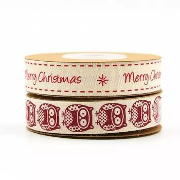 Новая рождественская хлопковая тесьма с принтом, веселая рождественская сова, подарочная упаковка, подгибка одежды, хлопковый ремень 15 мм/10 метров Owl * 15mm