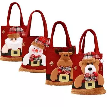 New Christmas Santa Sack Children s Christmas Gifts Candy Stocking Bag Elegant Santa Claus Printed Linen Christmas Candy Bag 12x53cm