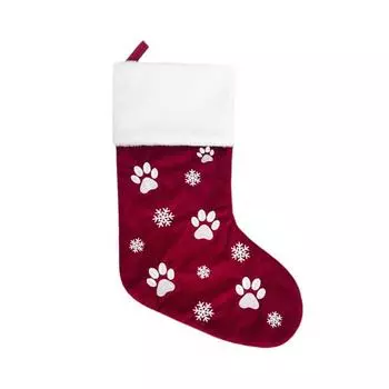 New Christmas velvet stockings pet dog paw embroidery ornaments Christmas decoration supplies Christmas tree pendant see details]