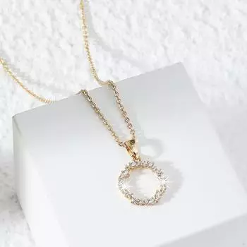 New circle collarbone chain female ins Japanese and Korean style full diamond copper inlaid zircon high-end necklace Internet celebrity wild chain