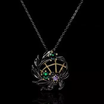 New Coconut Tree Ring INS Trendy Diamond set Color Closed mouth Coconut Tree Necklace