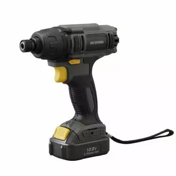 [New Color] Iris Ohyama Rechargeable Impact Driver Black Cordless with Battery and Charger Torque 80Nm Easy to Use for Drilling and Tightening Thick M