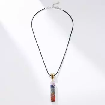New colorful stone necklace, simple natural stone pendant chain, unisex and versatile item decoration