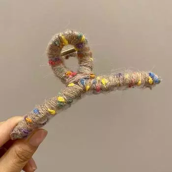 New Colorful Winding Wool Hair Claw Clip for Women Sweet Versatile Christmas Shark Clip Barrette Girls Hair Accessory