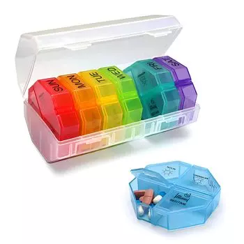 New Convenient 28-grid Medicine Box Medicine Storage Box 7-day Pill Storage Box Daily Compartment Medicine box прозрачный