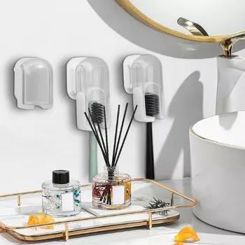 New Convenient Toothbrush Holder Pull-out Flip-top Bathroom Storage Tool Wall Mounted Punch Free Toothbrush Dustproof Cover