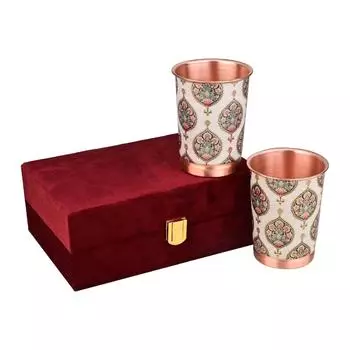 НОВЫЙ Медный Премиум Королевский Золотой Дизайн Павлина Набор из Двух Стекло с Премиальной Подарочной Коробкой, 250 мл