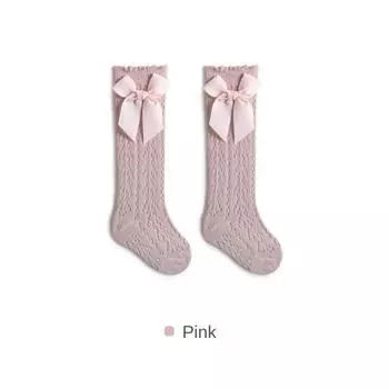 New Cotton Baby Knee High Socks Breathable Elastic Bow Long Sock Mesh Hollow Out Socken for 0-3 Years Old S