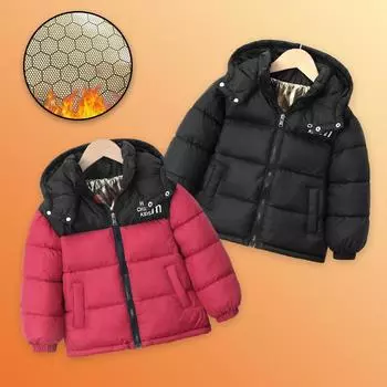 New cotton clothes medium and old children s baby thickened children s black gold cotton clothes graphene warm color matching jacket 110 yards