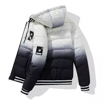 New Cotton-padded Coat Male Winter Blue Thickened Cotton-padded Coat with Hooded Trend Casual Loose Top Coat XL