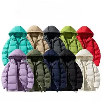 Новое мужское пальто с капюшоном на хлопковой подкладке, повседневное пальто с капюшоном на хлопковой подкладке для пар, молодежное пальто бренда Tide, однотонное пальто с хлопковой подкладкой M