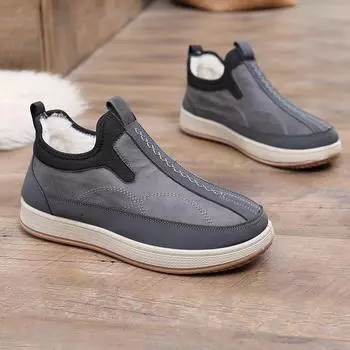 New cotton shoes men s wool winter velvet thickened warm dad cotton boots waterproof leather one pedal snow boots 38 чёрный