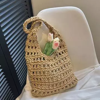 Новая хлопковая тканая сумка, мягкая и удобная, ленивая сумка, полая, тканая, повседневная, модная, сексуальная, прочная и долговечная