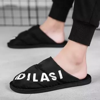 New couple cotton slippers women s winter down waterproof confinement shoes with down warm indoor men s cotton shoes for home use 34 красный