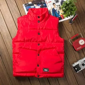New couple down cotton vest women s autumn and winter tide slim fit thickened blue vest vest vest jacket men s clothing S красный