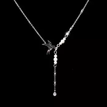 New Creative Bird Sparrow Flower Magpie Pendant and Gold Plated Necklace