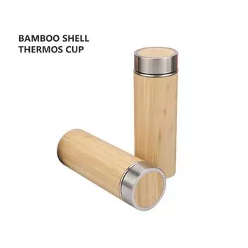 New Creative Natural Nan Bamboo Shell Thermos Cup 304 Stainless Steel Inner Tank Portable Straight Drinking Kettle 450ml 401-500ml