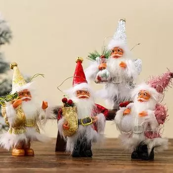 New Creative Xmas Tree Decorations New Year Reusable Standing Hooded Santa Claus Party Hanging Ornament Christmas Decorations розовый