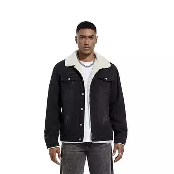 New Cross Border Men s Jacket With Velvet Warm Cowboy Coat Fashion Trend Men s Wear American Style L чёрный