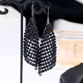 New crystal fringed earrings fashionable femininity long exaggerated atmosphere earrings Internet celebrity banquet tide