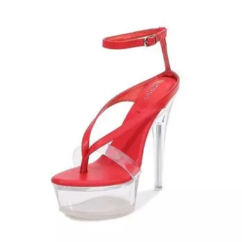 New crystal heel waterproof table pinch sandals women s car model high heels women s shoes will not be replenished after sales. 35