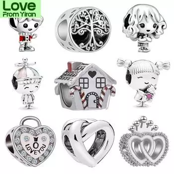 New Cute Boy And Girl Forever Family Tree Lock Heart Beads Fit Charms Silver Color Bracelet Diy Women Jewelry