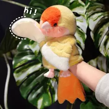 New Cute Cartoon Bird Parrot Hand Puppet Plush Toy Doll Happy Interactive Gift for Girls Birthday Gift 20cm