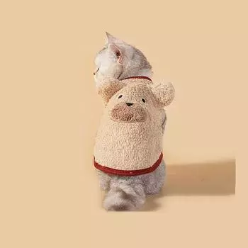 New cute lamb velvet kitten autumn and winter vest dog clothes cotton thickened pet clothing S коричневый