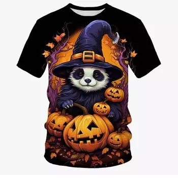 New Cute Panda 3d T Shirt Halloween Graphic T Shirt Men Women Funny O Neck T-Shirt Kids Harajuku Festivals Tops 100-6XL S