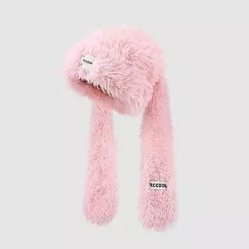 New cute rabbit ears plush baseball cap women s winter sweet hat showing small face versatile big head circumference cap M56-58cm чёрный