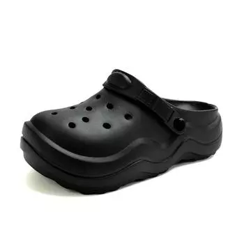 New cute thick-soled hole shoes couple eva non-slip and deodorant summer outer beach slippers 36-37 чёрный