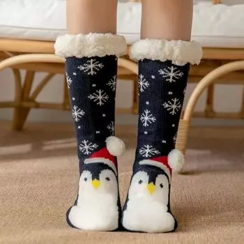 New Cute Warm Socks Thicken Plus Cotton Winter Women Socks Christmas Kawaii Stocking Xmas Gift Home Floor Room Funny Sock One Size