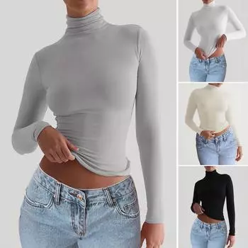 New Daily Fitness Commuting Sexy Slim Fit Y2k Base Shirt Women S Casual Loose Long Sleeved T-Shirt Top S чёрный