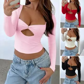 New Daily Fitness Commuting Sexy Slim Fit Y2k Base Shirt Women S Casual Loose Long Sleeved T-Shirt Top S розовый