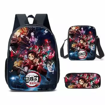 New Demon Cartoon Slayer Blade Backpack For Primary And Middle School Students 15,Pencil Case
