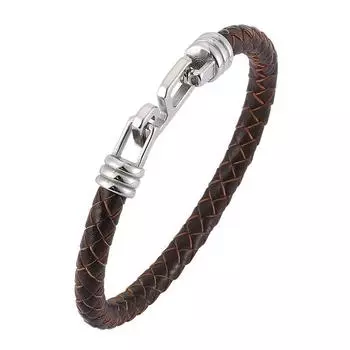 New Design Braided Leather Bracelet For Men Women Stainless Steel Clasp Male Bracelets Bangles Men Jewelry Gift 165mm чёрный