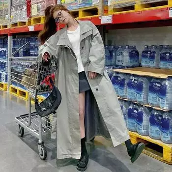 New Design Spring and Autumn French Retro Workwear Temperament Casual Stand-up Collar Windbreaker Jacket Women s Mid-length S