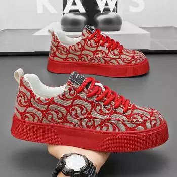 New Designer Mens Skateboard Shoes 2024 Trend Red Sneakers Men Lightweight Platform Men s Vulcanized Shoes Tennis Shoes For Men 39 красный