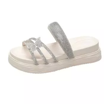 New Designer Rhinestone Flip-flops for Women 2024 Summer New Designer Fashion Casual Platform Slliper Shoes Ladies 36