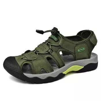 New designer summer men s sandals Leather slippers Beach sandals Soft and comfortable outdoor wading shoes plus size 39-48 39