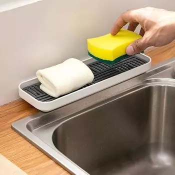 New Detachable Tableware Drain Tray Double Layer Grids Design Dish Drainer Kitchen Accessory Easy Clean Cutlery Drying Tray small синий