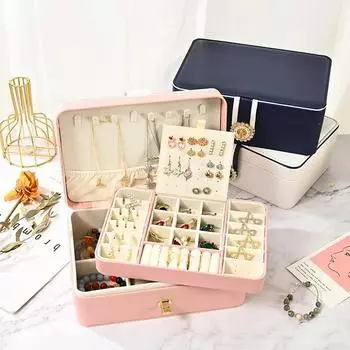 New Diamond Buckle Jewelry Box Storage Box Jewelry Ring Bracelet Bracelet Necklace Ear Studs Ear Jewelry Storage Box Home Use S белый