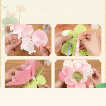 New DIY Rabbit Lotus Lantern Bamboo Portable Handheld Luminous Lantern Material Package Handmade Children Lantern синий
