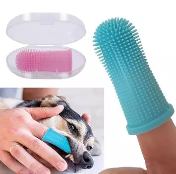 New Dog Super Soft Pet Finger Toothbrush Teeth Cleaning Bad Breath Care Nontoxic Silicone Tooth Brush Tool Dog Cat Cleaning Supp белый
